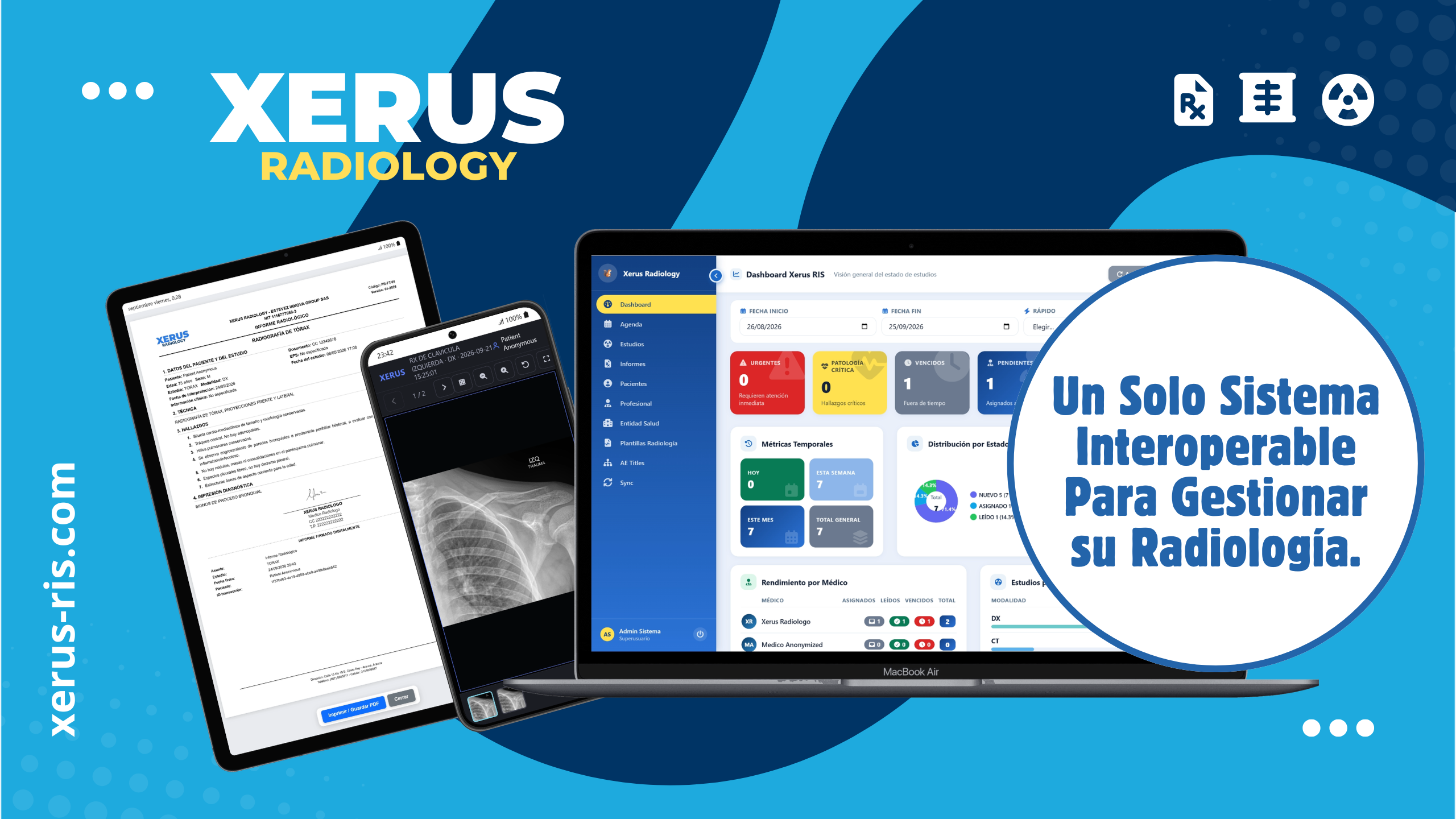 RIS + PACS para Hospitales, Clínicas, Centros de Radiología  100% en la Nube.